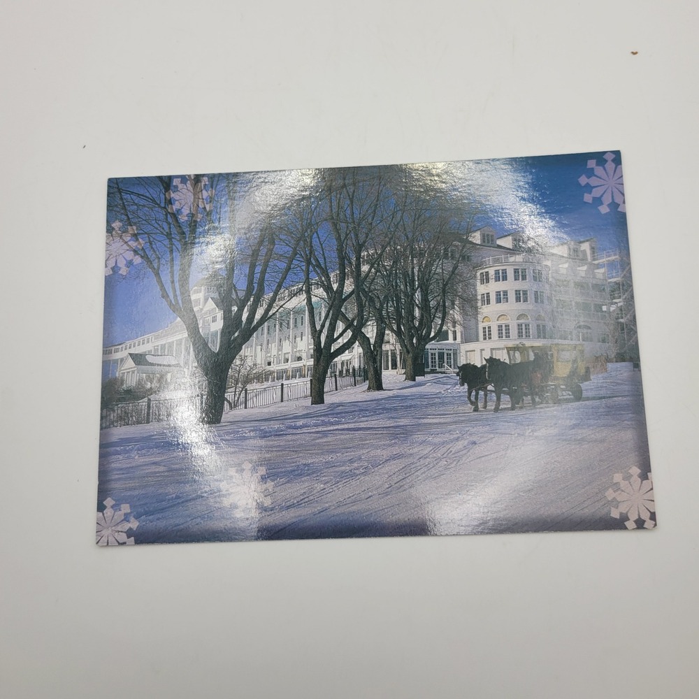 Grand Hotel Mackinac Island Winter Scene Horse Carriage Postcard J19150